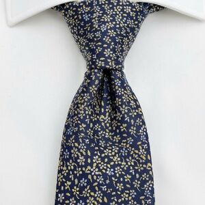 Tommy Hilfiger Navy Floral Silk Tie | Classic Preppy AOP All Over Print
